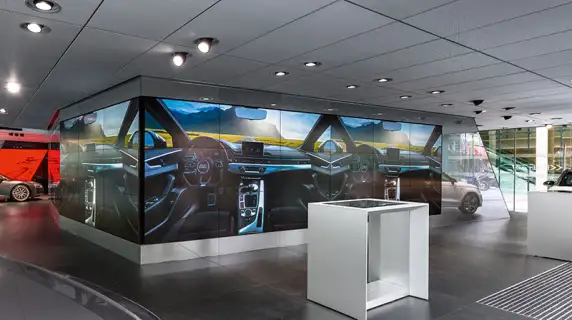 concept development - realization of a car showroom - Audi City Paris - power wall overview - car design paint table