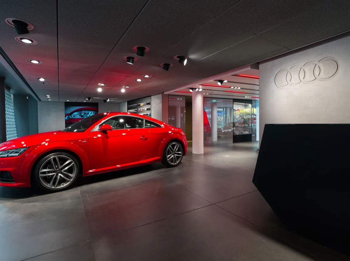 concept development - realization of a car showroom - Audi City Paris - car showroom overview