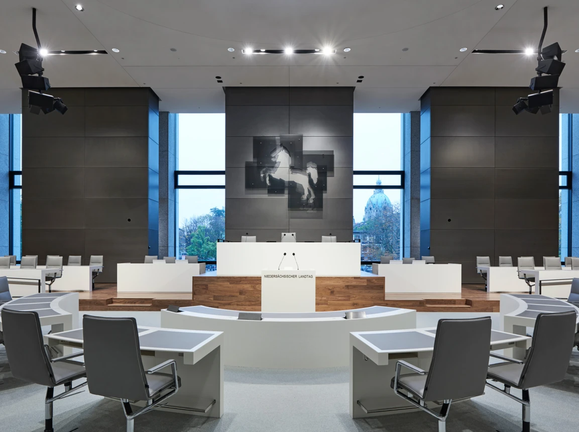 Branding - Lower Saxony’s State Parliament in Hannover - dais and logo