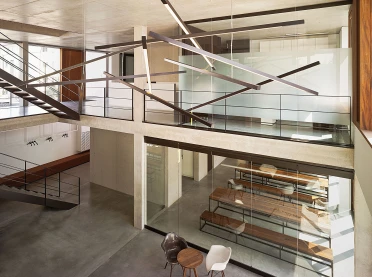 Office building - new construction - according to DGNB Platinum certification - gallery and lamp 'Mikado'