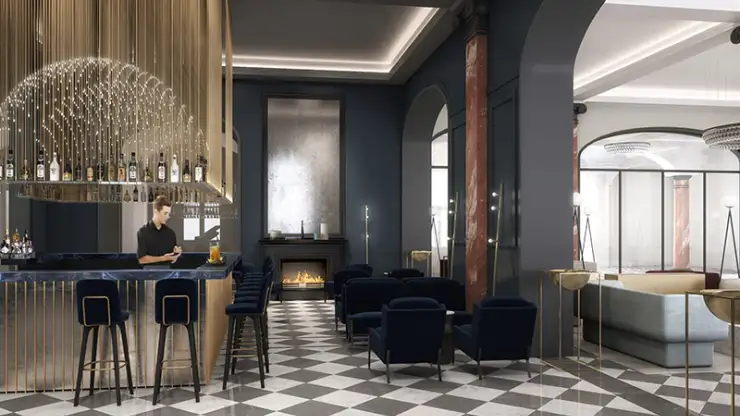 Hotel - Palace Hotel Lucerne - Interior Design Competition - bar and lounge rendering