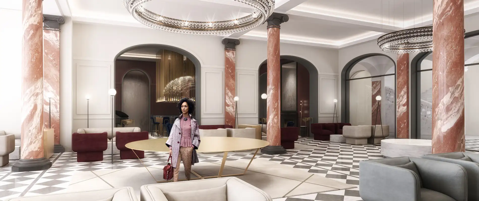 Hotel - Palace Hotel Lucerne - Interior Design Competition - lounge rendering