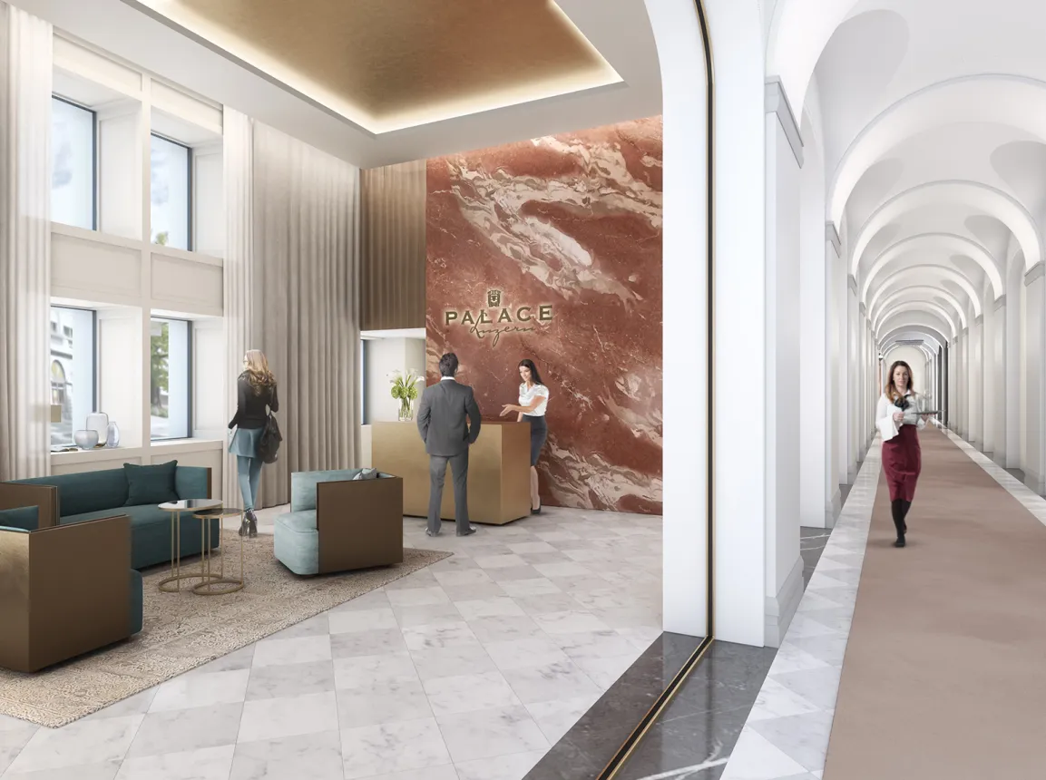 Hotel - Palace Hotel Lucerne - Interior Design Competition - reception and hall rendering