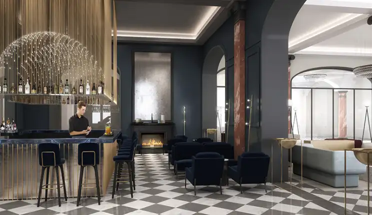 Hotel - Palace Hotel Lucerne - Interior Design Competition - bar and lounge rendering