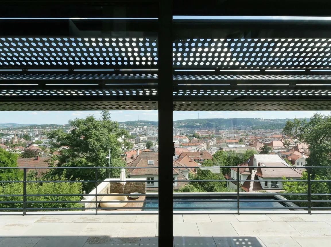 Single Family House Stuttgart - facade - external sun protector - perforated metal pattern