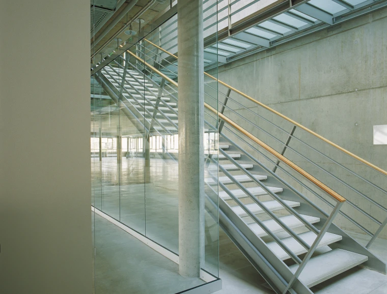 Construction of the administrative and logistics building 'Engelhorn Logistic Centre Mannheim' stairs indoor