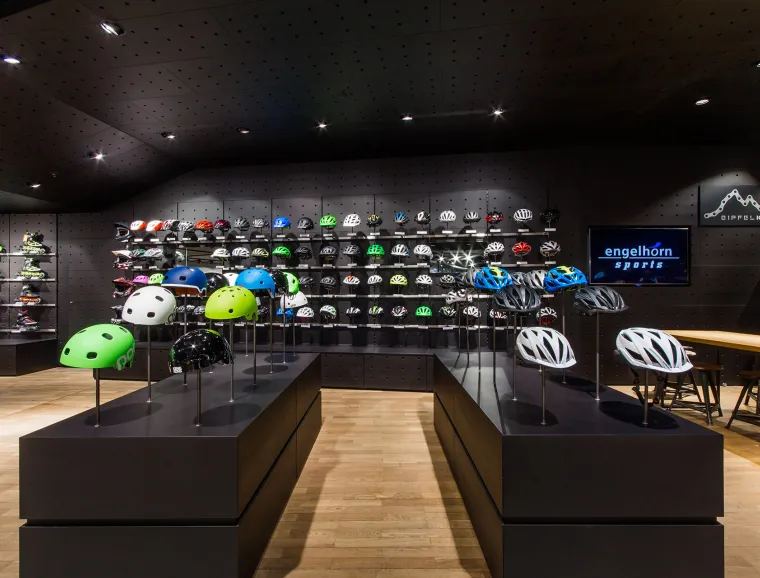 sports store - reconstruction and expansion - engelhorn sports Mannheim - helmets