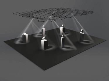 Swarm lighting - Favo lighting system - large area construction - focusing principe several small points