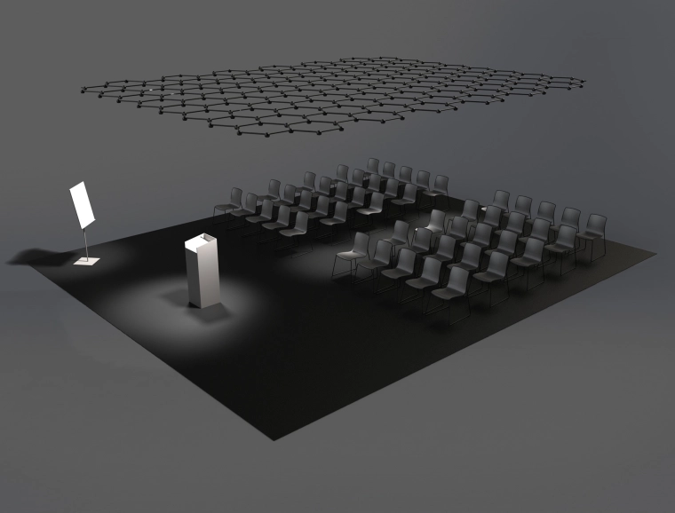 Swarm lighting - Favo lighting system - large area construction - focusing principe audience