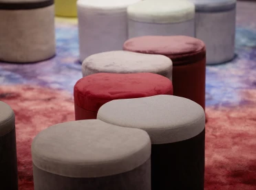 pouf - retail and fairs - product design - Henri - detail of poufs in different colours