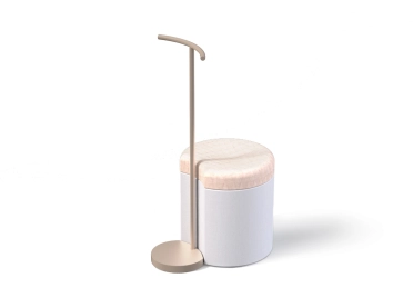 pouf - retail and fairs - product design - Henri - rendering of pouf with wardrobe rail complement