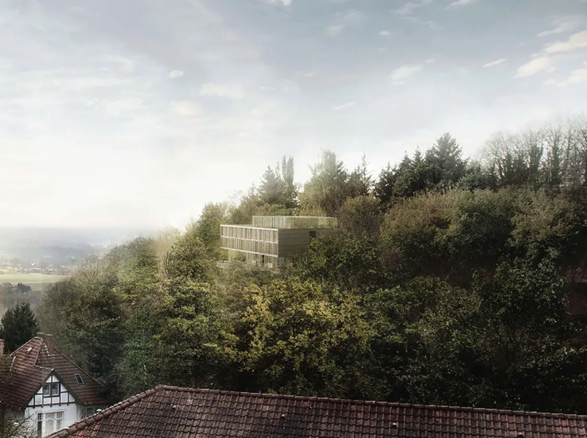 hotel in nature - new construction concept - Hotel Burggraf Tecklenburg - location overview - hotel between forest on hill