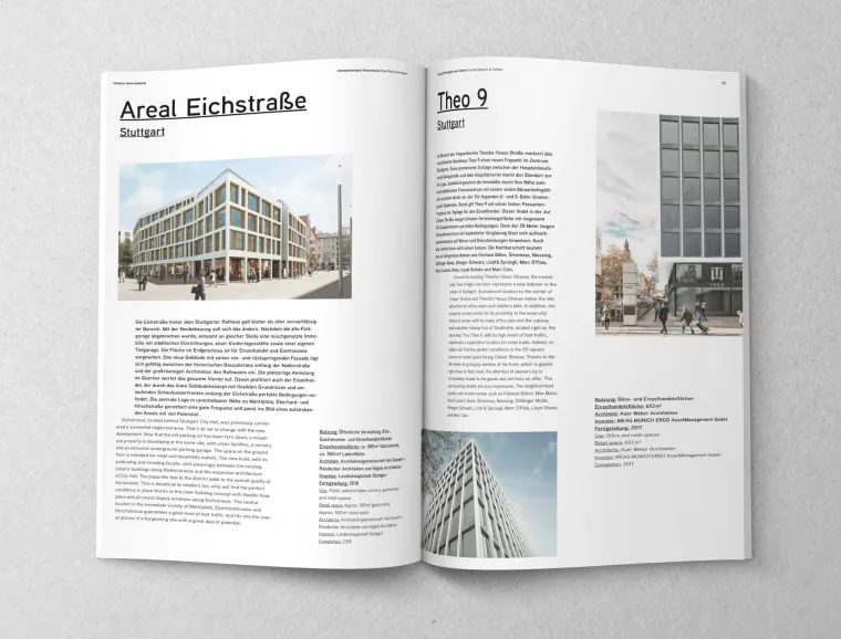 Design, editorial concept - Retail Real Estate Report 2018 - by Colliers International Stuttgart - inside 1
