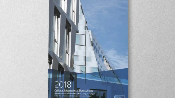 Design, editorial concept - Retail Real Estate Report 2018 - by Colliers International Stuttgart - cover page