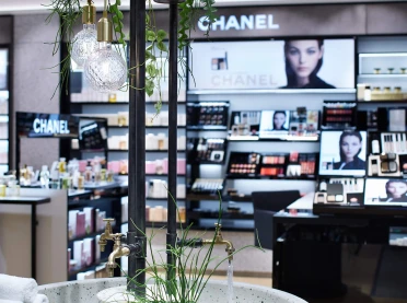 fashion house - conversion and modernisation - department store - Leffers Oldenburg - beauty department detail - basin with plants