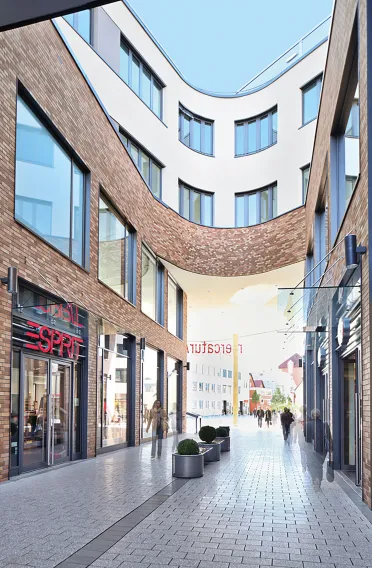 Design - permit approval planning - inner-city quarter - mercatura Aalen - outdoor shopping arcade between buildings