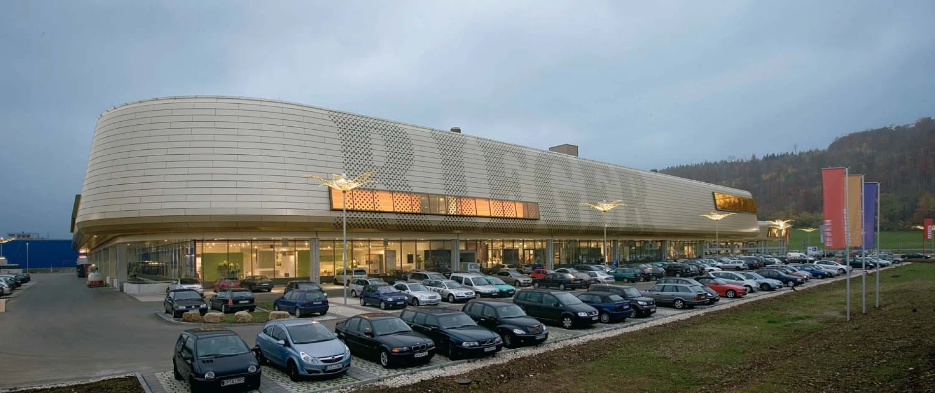 furniture store - new construction - facade design - Möbel Rieger Esslingen - area overview from outside