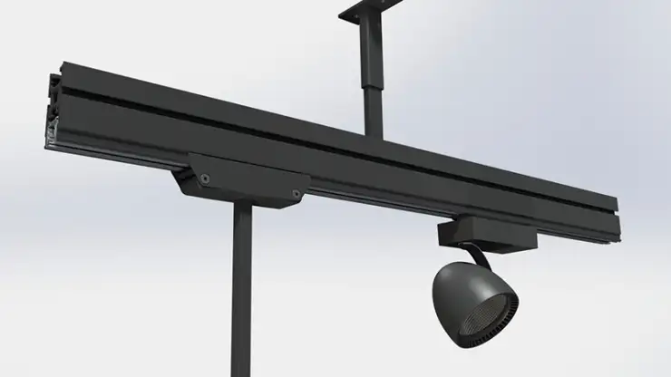 ceiling rail system - Multi-Lane - vitra - for trade office and fair - rail system detail rendering