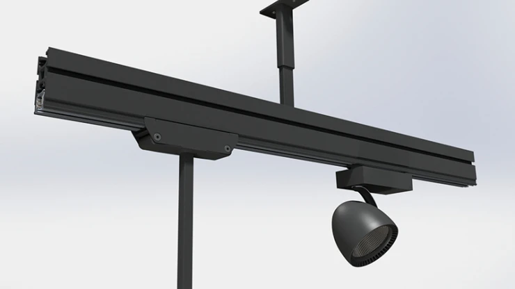 ceiling rail system - Multi-Lane - vitra - for trade office and fair - rail system detail rendering