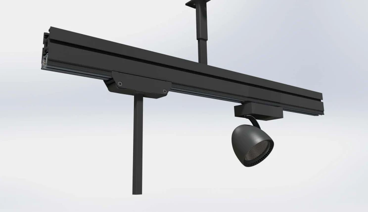 ceiling rail system - Multi-Lane - vitra - for trade office and fair - rail system detail rendering