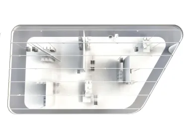 ceiling rail system - Multi-Lane - vitra - for trade office and fair - rail system arrangement from above - parallel rails