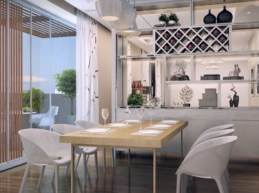 Mall - mixed-used with apartments, multiplex cinema and restaurants - Odel Mall Colombo - rendering flat indoor dining area