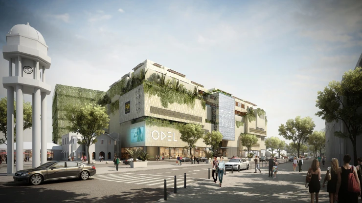 Mall - mixed-used with apartments, multiplex cinema and restaurants - Odel Mall Colombo - rendering from the main road and public space