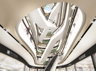 Mall - mixed-used with apartments, multiplex cinema and restaurants - Odel Mall Colombo -  indoor circulation flats and cinema