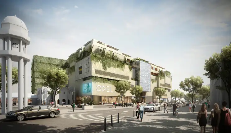 Mall - mixed-used with apartments, multiplex cinema and restaurants - Odel Mall Colombo - rendering from the main road and public space