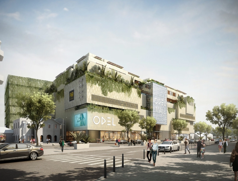 Mall - mixed-used with apartments, multiplex cinema and restaurants - Odel Mall Colombo - rendering from the main road and public space