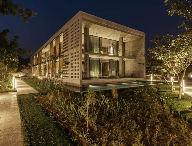 Private Residence Ahmedabad - new construction - outside - by night