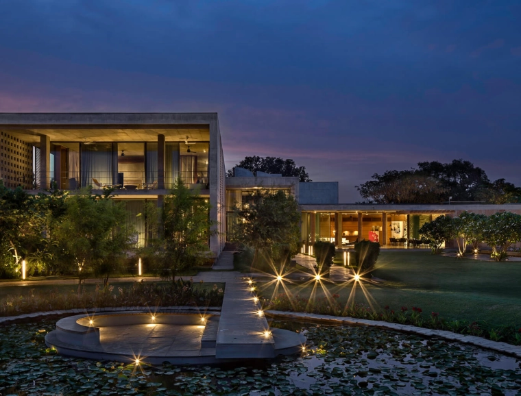 Private Residence Ahmedabad - new construction - outdoor - by night