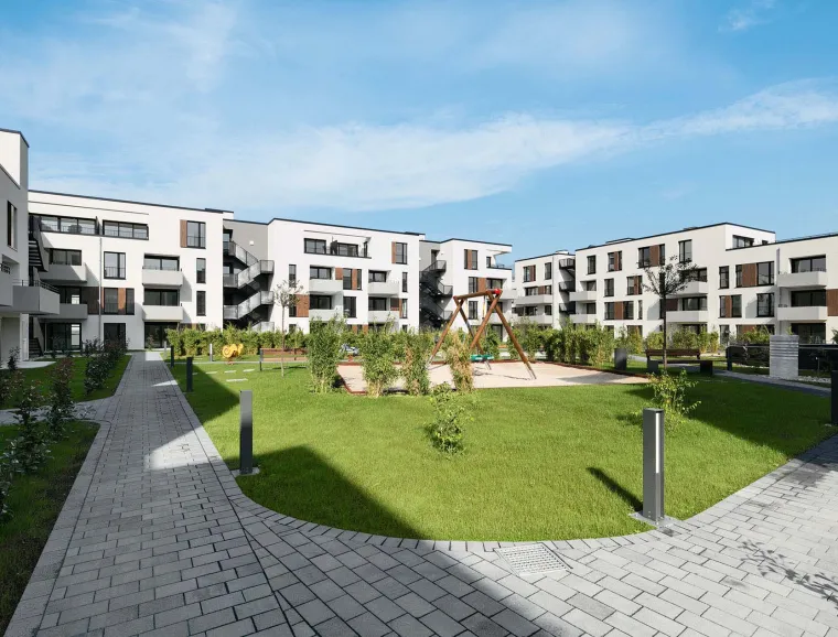 Mixed used quarter - Q 6 Q 7 Mannheim - apartments - inner courtyard  with park area