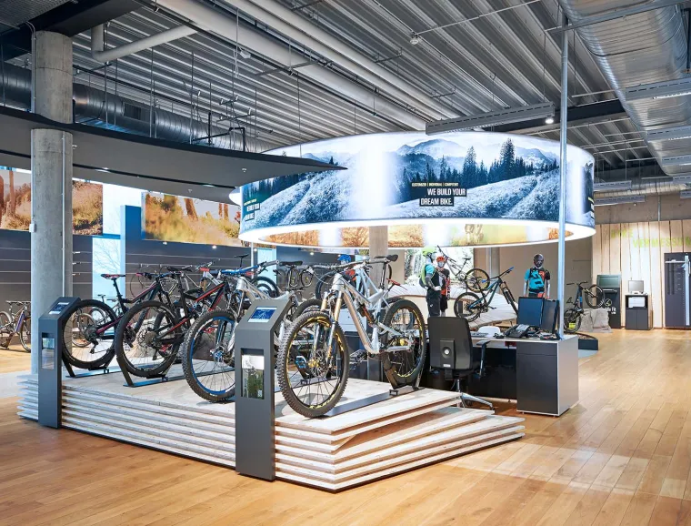 bike shop - flagship store - new construction and reconstruction - Rose Biketown Bocholt - bike display platforms