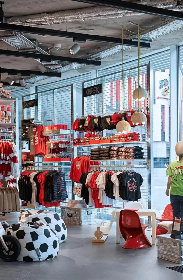 fan shop - soccer team - football team - reconception - realization - VfB Fan-Center -  kids clothing area